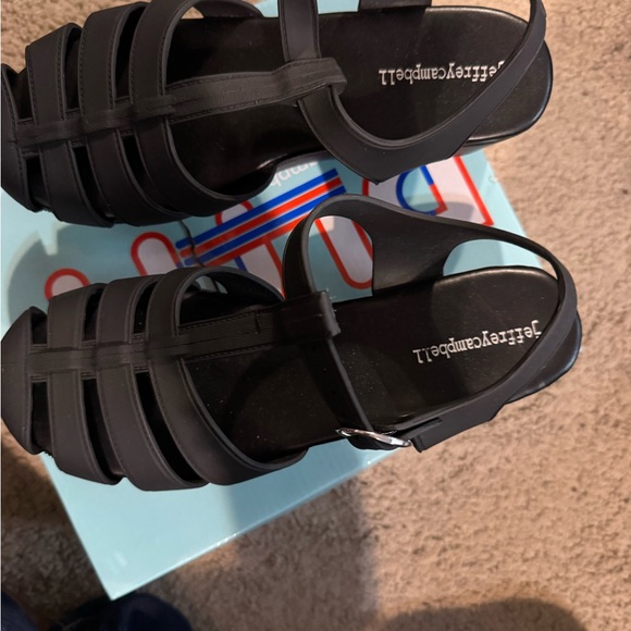 Jeffrey Campbell Platform fisherman jelly sandal. Women's Size 9 matte black - Picture 5 of 7